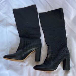 Vince Camuto Secillia black perforated leather boots